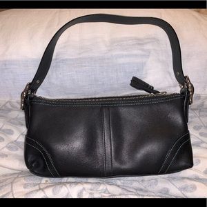 Coach Leather Baguette Shoulder Bag in Black